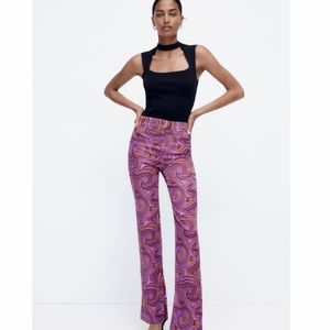 Zara print retro festival pants Sz S